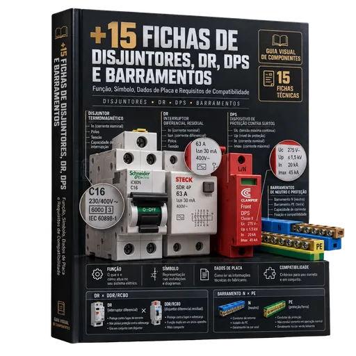 Bônus 3 — +15 fichas de disjuntores, DR, DPS e barramentos
