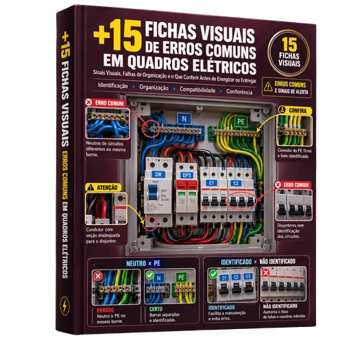 Bônus 5 — +15 fichas visuais de erros comuns em quadros elétricos