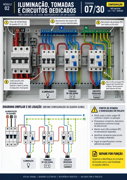 Esquema de ligação — Ampliação de quadro com novo circuito